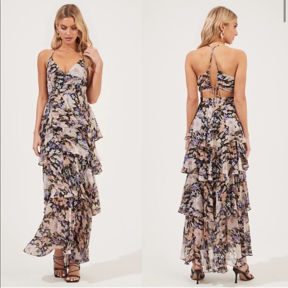 ROSANA FLORAL TIERED RUFFLE MAXI DRESS
